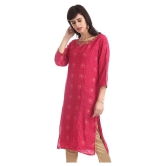 Karigari - Pink Rayon Women's Straight Kurti - L