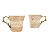 Femora Honey Comb with Golden Daisy Ceramic Tea Cups, Coffee Mugs (160 ml, Golden) - 6 Pcs Set