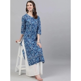 Antaran Cotton Printed Straight Womens Kurti - Blue ( Pack of 1 ) - None