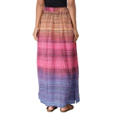 Wild-Orchid Long Summer Skirt with Stripes Woven in Multi-Color Thread and Dori on Waist