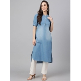 Janasya - Light Blue Denim Women''s Straight Kurti ( Pack of 1 ) - None