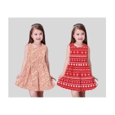 Sathiyas - PeachPuff Cotton Girls Frock ( Pack of 2 ) - None