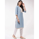 Pannkh Art Silk Embellished Straight Womens Kurti - Blue ( Pack of 1 ) - None