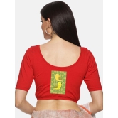 Women Back Printed Stretchable Blouse U035-Red / 4X-Large