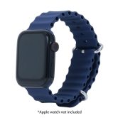 Croma Soft Silicone Ridged Strap for Apple iWatch (42mm / 44mm / 45mm) (Apple Compatible, Blue)