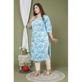 Swasti Cotton Printed Straight Womens Kurti - Blue ( Pack of 1 ) - None