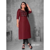 Womens Casual Embroidery Cotton Kurtis-6XL / maroon