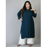 PrettyPlus by Desinoor.com Rayon Solid Straight Womens Kurti - Teal ( Pack of 1 ) - None