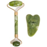 Saturn by GHC Jade Roller Face Massager with Gua Sha, Improves Skin Elasticity, Reduce Wrinkles, Natural Massager (Green)