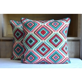 Bohemian Embroidered Multicolor Cotton Cushion Cover Size 16x16