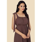 Glomee Crepe Solid Midi Womens Fit & Flare Dress - Brown ( Pack of 1 ) - None