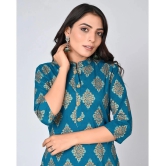 MAUKA - Blue Rayon Womens Straight Kurti ( Pack of 1 ) - None