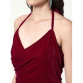 Zima Leto Velvet Embellished Mini Womens Bodycon Dress - Maroon ( Pack of 1 ) - None