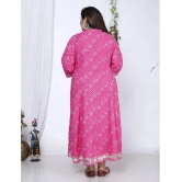 Swasti Cotton Blend Printed Flared Womens Kurti - Pink ( Pack of 1 ) - None