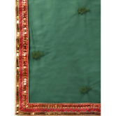 Om Shantam Sarees Red,Green Silk Blends Chaniya Choli Semi Stitched Lehenga Single - Free Size