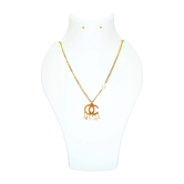 Anti Tarnish Gold Plated Pendant Necklace Chain with Letters & Pearl Stone For Girls & Women