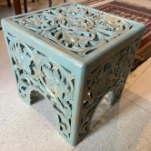 Guftagu 1  : Carved Cube Side table ( Blue Gold)