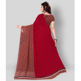 Anand Sarees - Red Georgette Saree With Blouse Piece (Pack of 1)