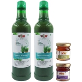 WOW ZIP - GO HERBS & NUTRITION -100% Pure Aloevera Wheatgrass Herbal Juice (750 Mlx 2 + 2 Honey 55g) Free Immunity Enhancing Honey.