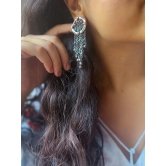 Jharna oxidised silver earring with chain details