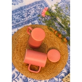 Rosy Pink Mug With Lid-Set of four