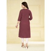 Rangita Women Cotton Maroon Embroidered Calf Length Straight Kurti - None