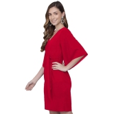 Addyvero Cotton Lycra Red Bodycon Dress - Single - L