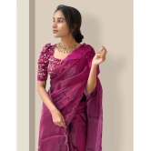 Apnisha Organza Solid Saree With Blouse Piece - Pink ( Pack of 1 ) - Pink