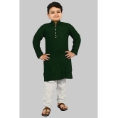 J D Creation Green Chanderi Boys Kurta Sets ( Pack of 1 ) - None