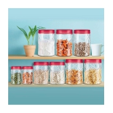 Milton Vitro Plastic Pet Storage Jar and Container, Set of 12 (4 pcs x 270 ml Each, 4 pcs x 665 ml Each, 4 pcs x 1.24 ltrs Each), Red Wine - Red