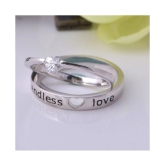 Silver Shine Silver Plated Solitaire Endless Love Heart Adjustable Couple ring for Men and Women,Couple ring for Girls and Boys-2 pieces - None