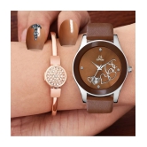 Septem Brown Leather Analog Couples Watch