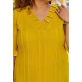 PrettyPlus by Desinoor.com Georgette Striped Straight Womens Kurti - Yellow ( Pack of 1 ) - None