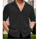 clafoutis Polyester Regular Fit Solids Half Sleeves Mens Casual Shirt - Black ( Pack of 1 ) - None