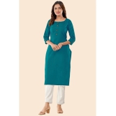 Glomee - Teal Cotton Womens Straight Kurti ( Pack of 1 ) - None