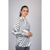 Zigzag print for women western wear top party wear and daily use Black Striped Full Sleeves Top (OTL-TPS1096)-Black / L