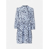 Oxolloxo Blue Animal Satin Shirt Dress