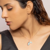 Rose Gold Aqua Dual Chalcedony Leaf Pendant