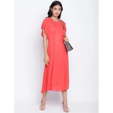 Oxolloxo Red Crepe A-Line Midi Dress