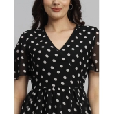 Curvydrobe Georgette Printed Midi Womens Fit & Flare Dress - Black ( Pack of 1 ) - None