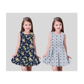 Sathiyas - Navy Blue Cotton Girls Frock ( Pack of 2 ) - None