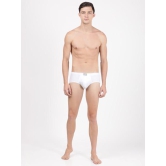 Men's Super Combed Cotton Solid Poco Brief with Ultrasoft Concealed Waistband - White(Pack of 3)