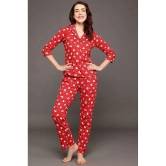 Clovia Red Cotton Womens Nightwear Nightsuit Sets ( Pack of 1 ) - None