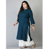 PrettyPlus by Desinoor.com Rayon Solid Straight Womens Kurti - Teal ( Pack of 1 ) - None