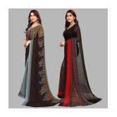 ANAND SAREES Georgette Printed Saree With Blouse Piece - Multicolour ( Pack of 2 ) - Multicolour