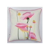 Oleander Floral Cotton Cushion Cover with Embroidery - 16” x 16”