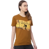 Wolfpack Women Greenish Brown Printed T-Shirt-M