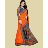 A TO Z CART Silk Embellished Saree With Blouse Piece - Orange ( Pack of 1 ) - Orange