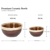 Handcrafted Stoneware Reactive Glaze Ceramic Dinner Set, 14 Pieces Serving for 4, Microwave and Dishwasher Safe, Bone-ash Free, Crockery Set for Dining and Gifting, Peanut Brown