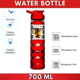 Femora Borosilicate Glass Red Water Bottle 700ml